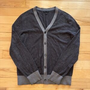 Banana Republic Cardigan Mens Large Knit Wool Blend Sweater Brown Preppy Formal
